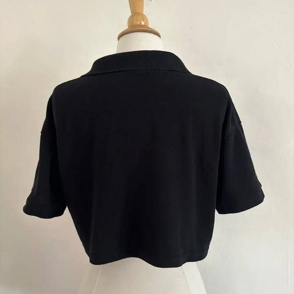 Faded Rose Women T-Shirt Polo Crop Top Sz Med Black Collared Stretch Baby Girl - Picture 4 of 6